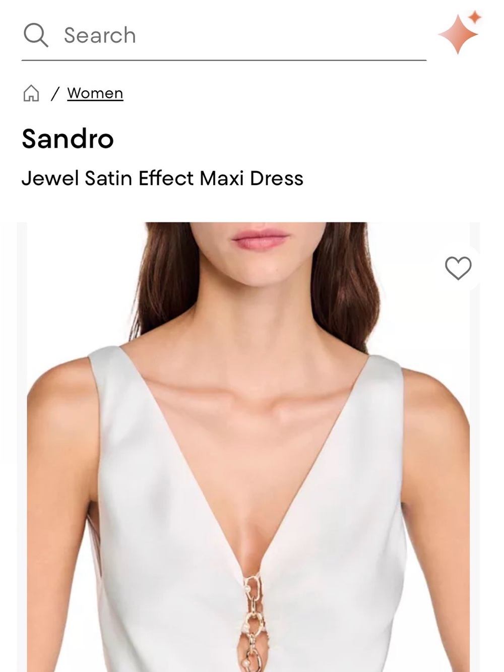 Sandro White Satin-Effect Midi Dress with Jewel Detail - Size 42 = US 10